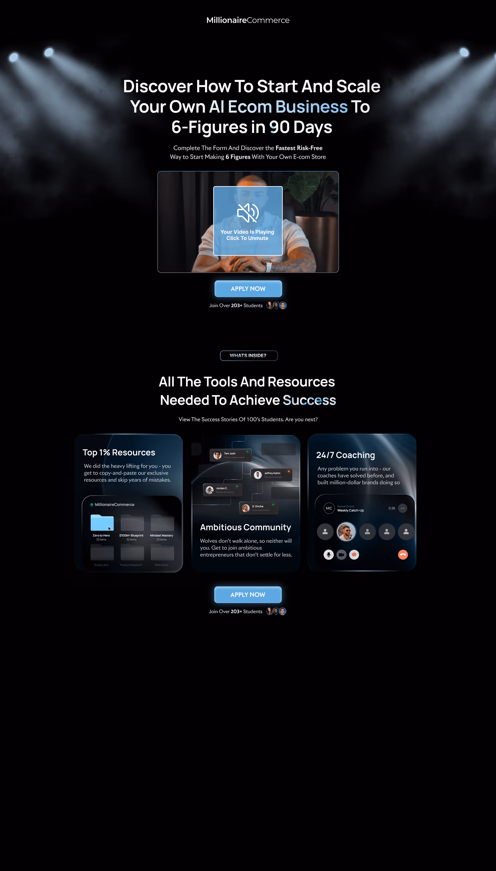 High-ticket application page design